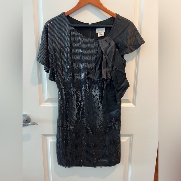 Karen Millen Sequin Black Satin Dress - Picture 2 of 15